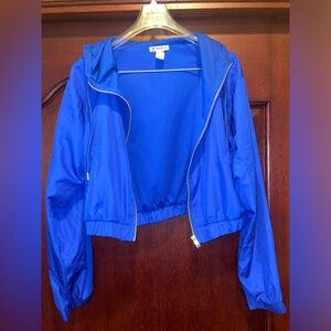 Forever21 Active Cropped Windbreaker Zip Up Jacket in Royal Blue in Size XS